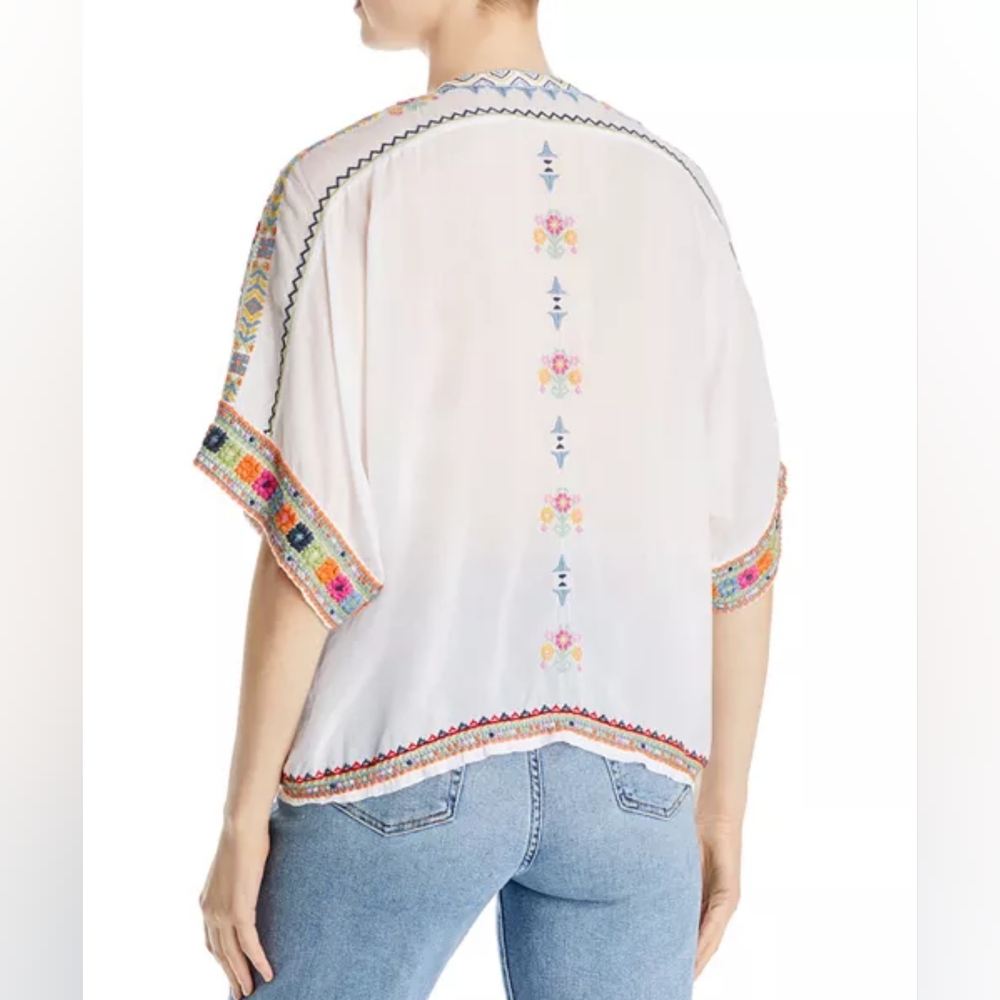 Johnny Was Xylia Embroidered Button Front Blouse Size L - Picture 7 of 11